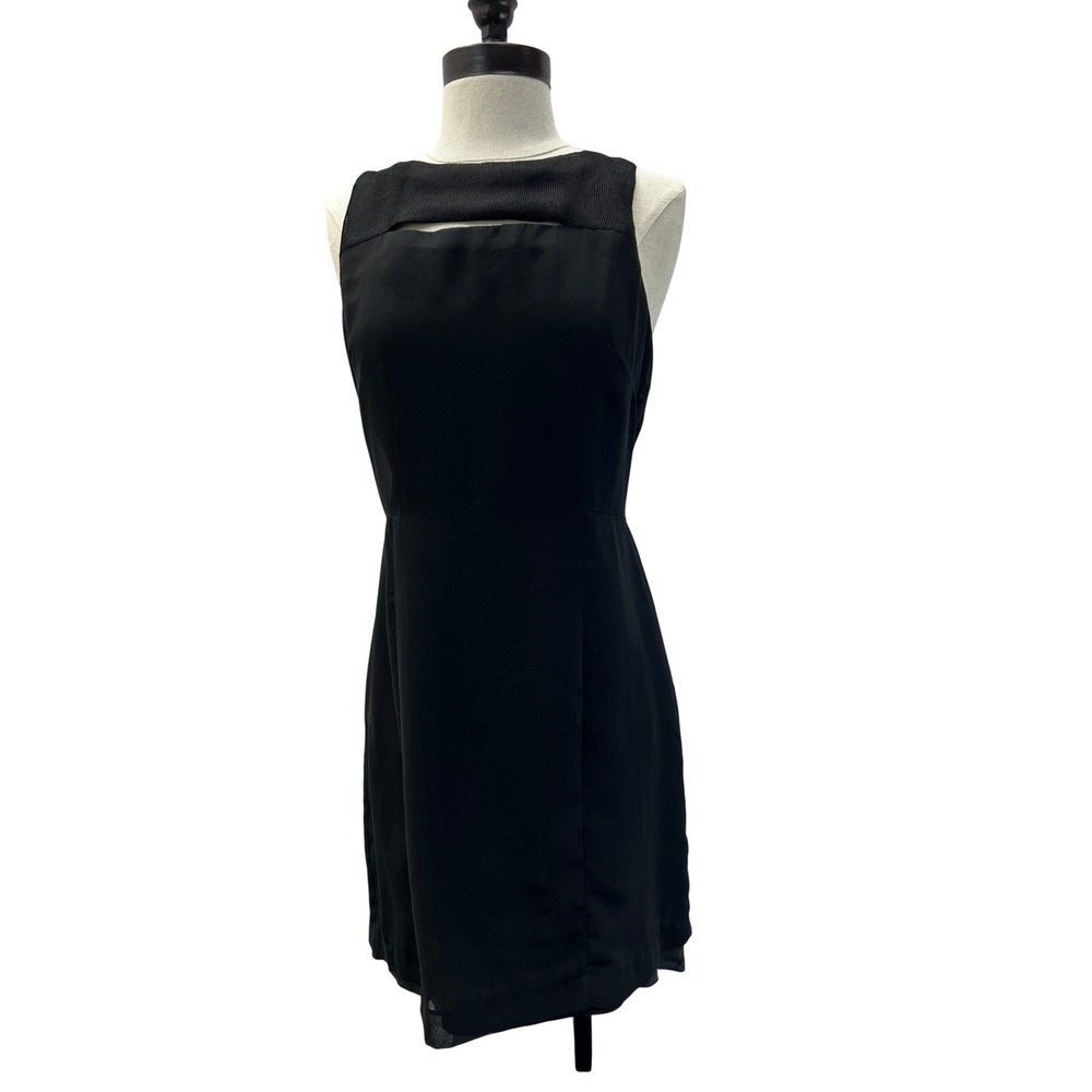 Rag & Bone Shift Dress Womens 2 Black Excellent‎ Mesh Cutout Silk Blend Zip Back